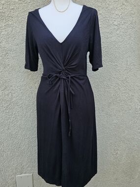 Motherhood Black Midi Dress with Twist Front